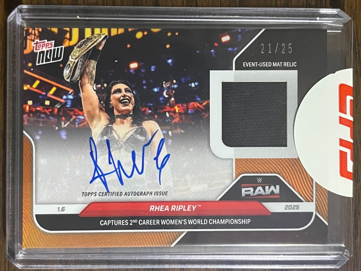 2025 Topps Now WWE #5A Rhea Ripley RAW ORANGE AUTO AUTOGRAPH MAT