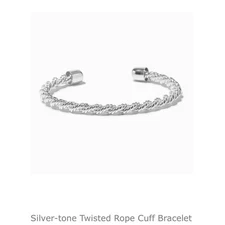 Claire's Silver Tone Twisted Rope Cuff Bracelet Fashion Jewelry Accessory