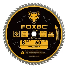 8-1/4" Table Saw Blade 40 Tooth 60 Fine Finish Wood Cutting with 5/8" Arbor