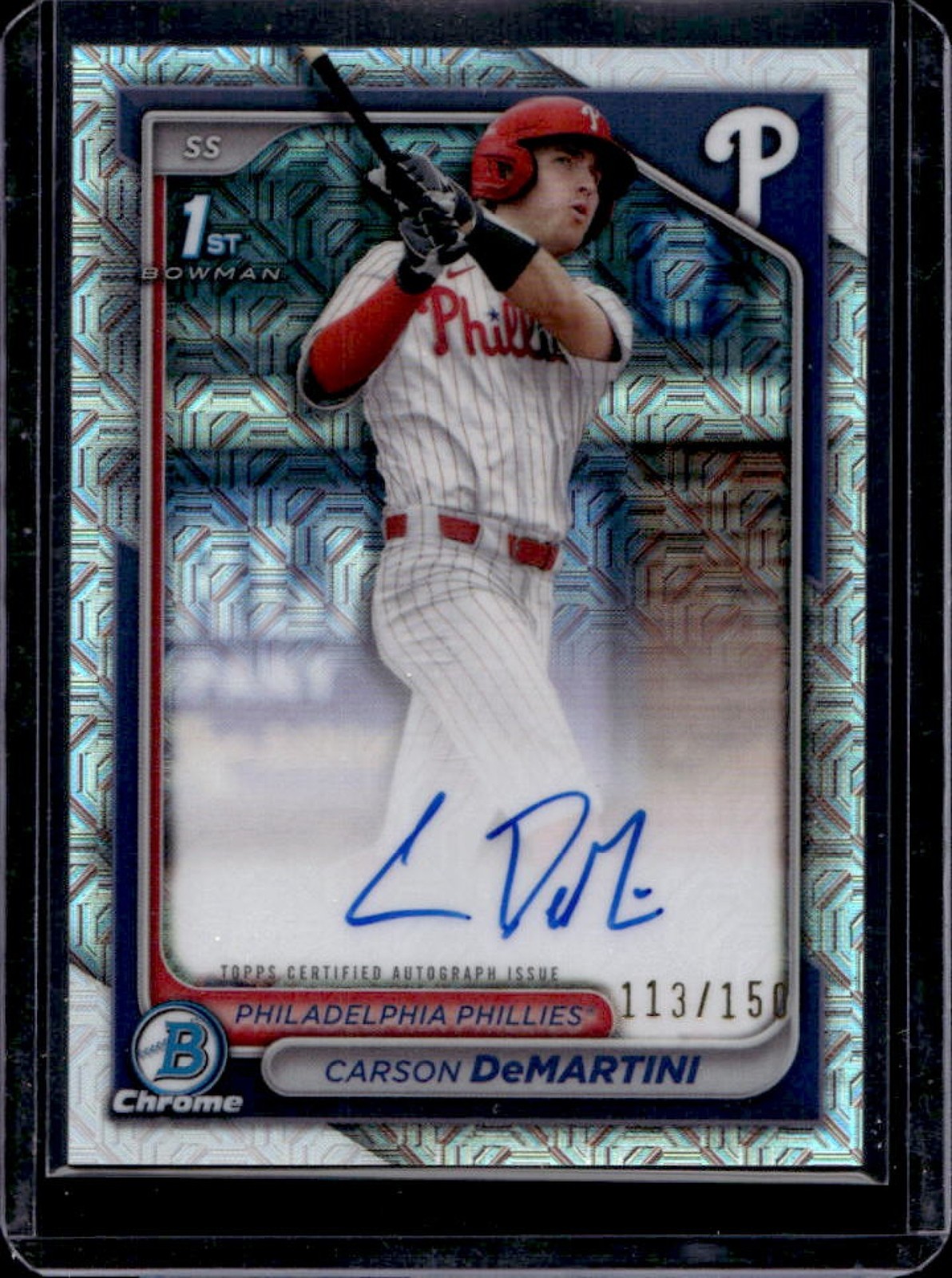 2024 Bowman Draft Carson DeMartini Chrome Auto HTA Choice Refractor 1st #/150