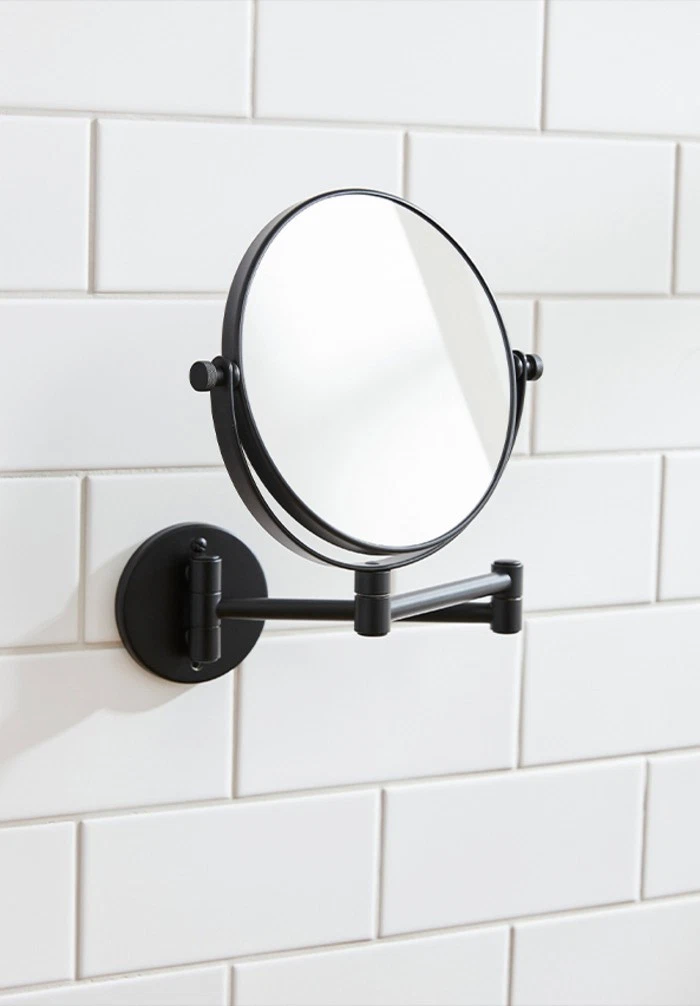 Miller Wall Mounted Magnifying Mirror Matt Black (Regular & 3x Magnification)