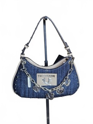 True Religion Denim Shoulder Bag with Charm Chain