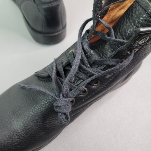 Stivaletti stringati FRYE donna Tyler pelle nera ciottolata combattimento moto 7,5B - Foto 12 di 14