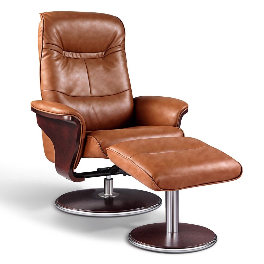 Artiva USA 'Milano' Modern Brown Leather Swivel Recliner and Brown Standard
