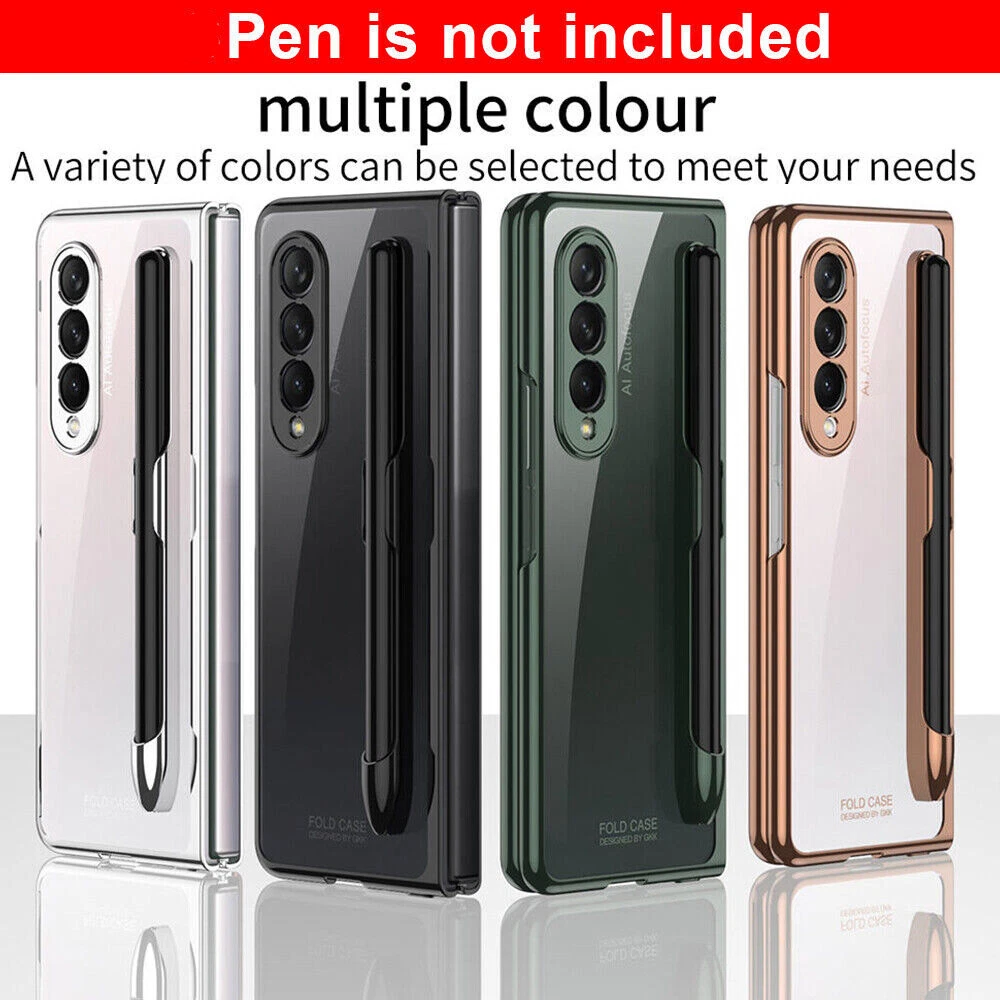 For Samsung Galaxy Z Fold 3 W22 Protective PC Clear Cover Case Pen Slot Case
