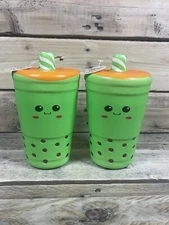 2x Ja-Ru Squeesh Yum Boba Tea Green Stress Toy Bubble Drink Fidget Squishy Foam