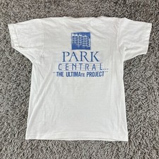 Vintage 70s Central Park Shirt Mens Medium M White Made in USA New York Logo