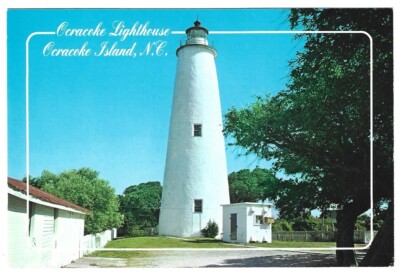 OCRACOKE NC/NORTH CAROLINA Postcard LIGHTHOUSE Light Keeper's Yard OUTER BANKS
