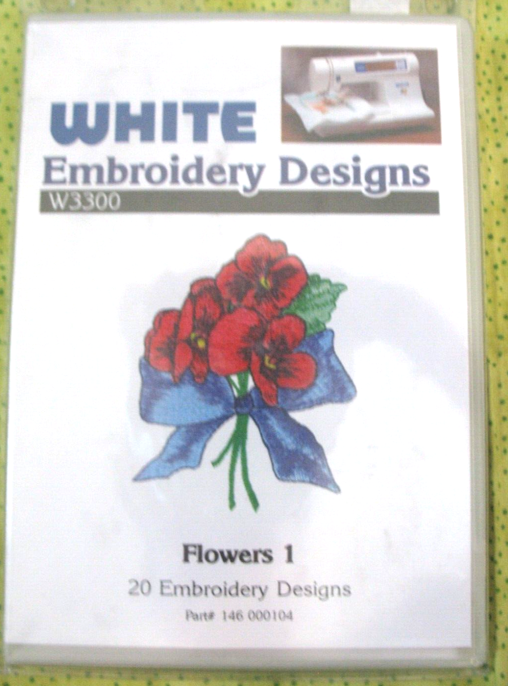 * WHITE Embroidery Designs W3300 Card 20 designs FLOWERS 1 72158005244