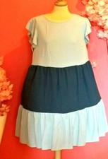 PLUS SIZE COLOR BLOCK BLUE TIERED DRESS ( SIZE 3XL )