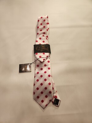 E.J. Samuel 100% Micro Fiber Red White Necktie with Matching Pocket Square 