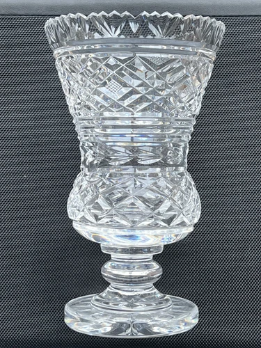 Waterford Master Cutter “Thistle” Vase – 7.5″ Footed – Vintage Crystal