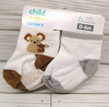 New Carter's Child Of Mine Neutral 6 Pack Of Ankle Socks Koala Bear 0-6 months
