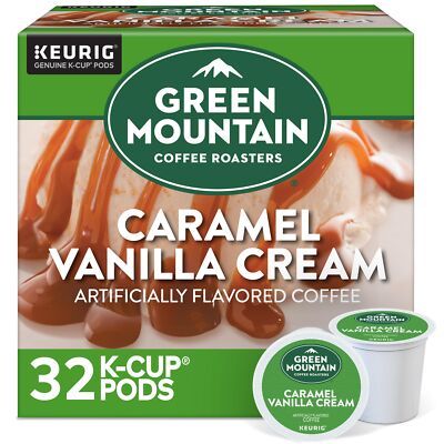 32 Count Caramel Vanilla Cream Coffee Keurig K Cup Pods Light Roast Kosher