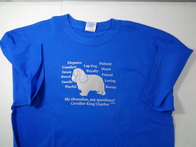 Cavalier King Charles Dog Obsession,Questions? T-shirt Size Sizes S,L Blue L Roy