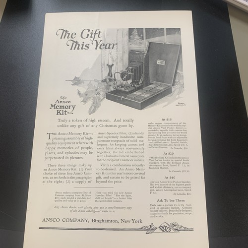 Vintage 1922 Ansco Memory Kit The Gift This Year Ad Advertisement - Afbeelding 2 van 2