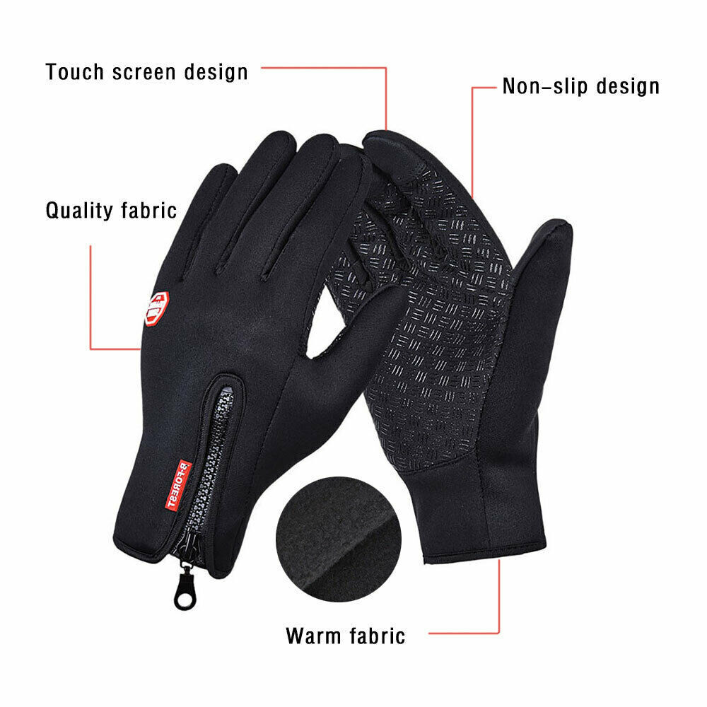 Winter Warm Gloves Windproof Waterproof Touch Screen Glove Black eBay
