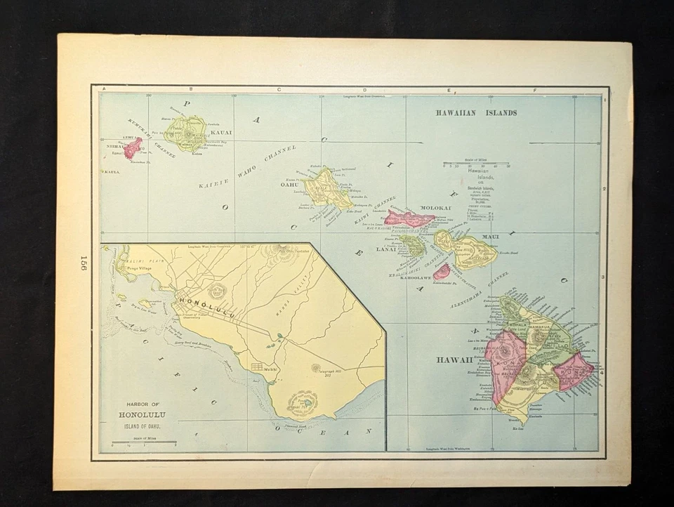 Mapa del Estado de las Islas Hawaianas 1903 Litografía a Color 11 1/4" x 14 1/2" EE. UU. Foto 2 de 4