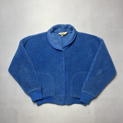 Vintage 80s LL Bean Birdseye Deep Pile Fleece Zip Jacket Womans
