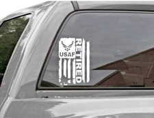DISTRESSED USAF UNITED STATES AIR FORCE FLAG RETIRED DECAL STICKER 6.5" X 10."
