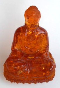 Vintage Lucite Translucent Amber Buddha Statute Figure