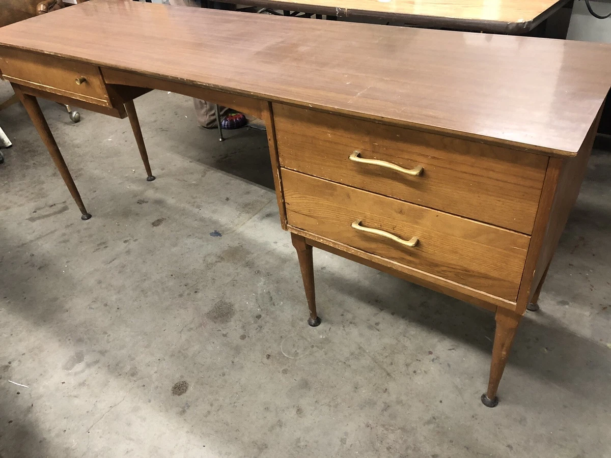 Writing Desk Midcentury Modern Rt66 era narrow 3 drawers laminate top
