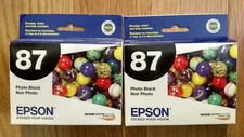 2013 GENUINE LOT 2 EPSON 87 T0871 PHOTO BLACK INK STYLUS PHOTO R1900 T087 NEW