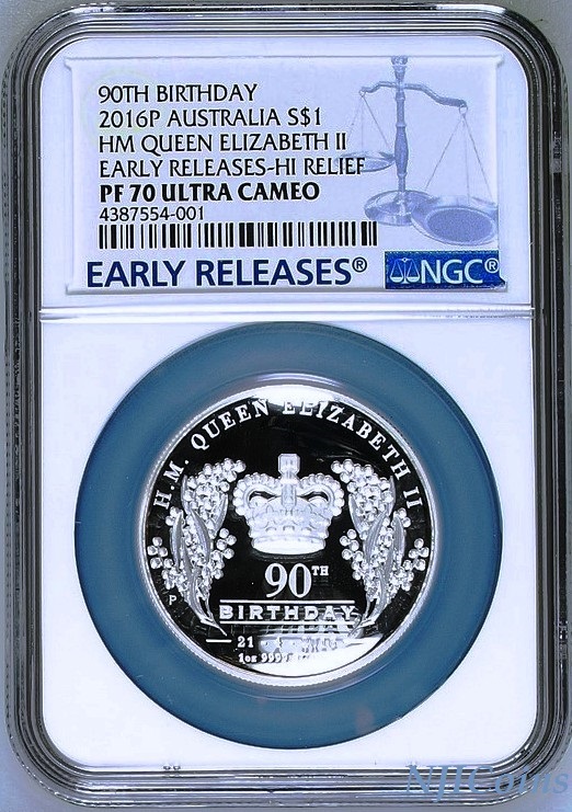 2016 QUEEN ELIZABETH 90th Birthday Silver $1 High Relief coin NGC