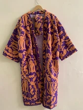 Chic Hand Embroidered Cotton Canvas Long Kimono For Summer | Floral Shrug