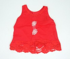 Toddler Tank Top Coral Pink Lace White Flowers Vintage Size 12-18 Months
