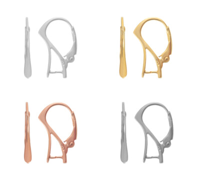 Sterling Silver Leverback Earrings Hooks with Pinch Bail 20x11mm