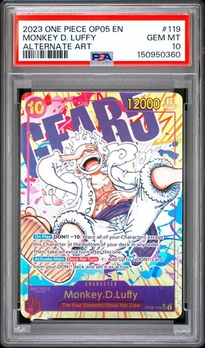 2023 ONE PIECE OP05 119 MONKEY D LUFFY GEAR 5 NIKA SEC ALT ART ENGLISH PSA 10