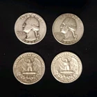 Lot of 4 Washington 90% Silver Quarters 1943 1958 1957 1962 25C 0.9 Fine US