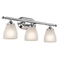 Kichler Ansonia 23" 3-Light Chrome Bathroom Vanity Light Etched Glass Shade