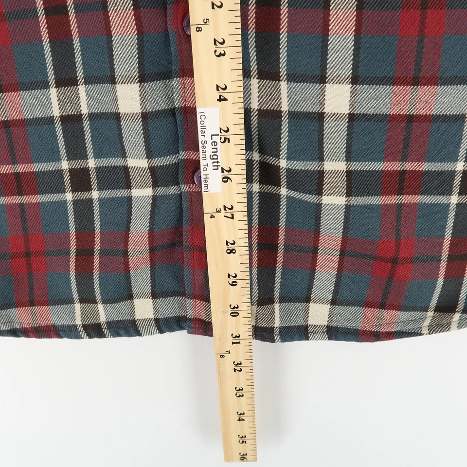 hornytoad Shirt Mens Large Green Red Plaid Flannel Long Sleeve Pockets Button Up - Image 4 of 4