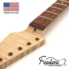 Manche guitare style S remplacement inachevé 25,5" 22 frettes Bubinga 3a érable bouclé