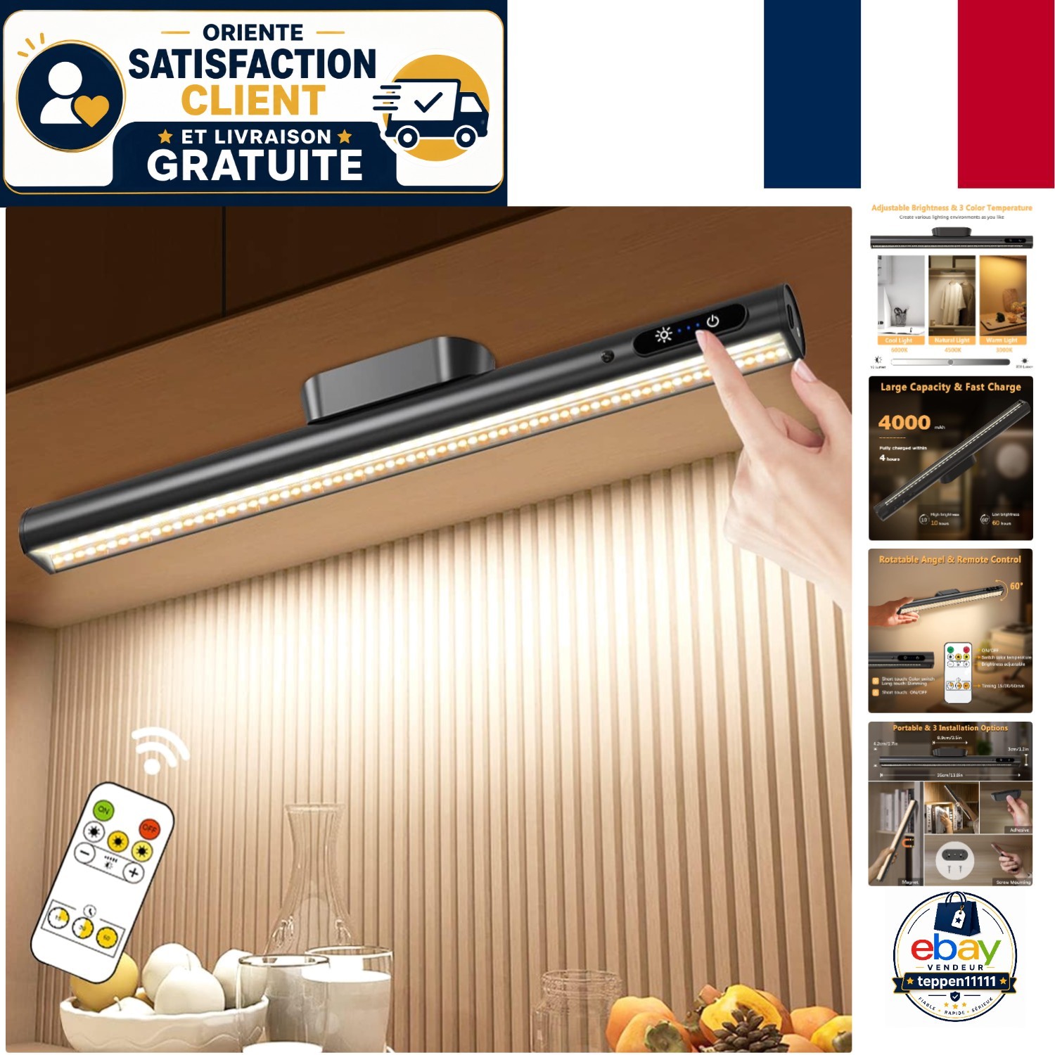 Lampe de bureau LED rechargeable Hapfish sans fil pour libérer vos prises de courant