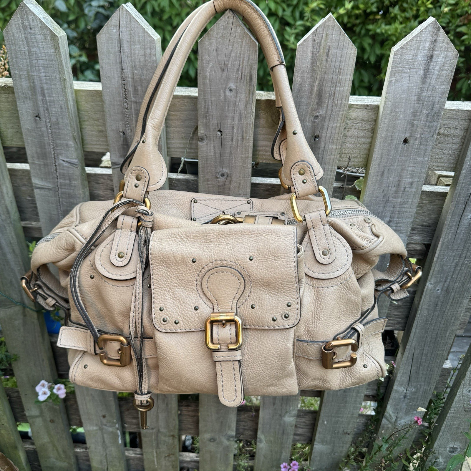 Vintage Chloe Paddington Boston bag Leather Beige 