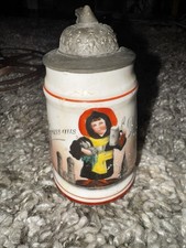 Mini German Beer Stein Souvenir – Ornate Pewter Lid – Made in West Germany