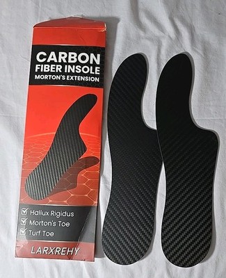 Carbon Fiber Insole 1 Pair Rigid Shoe Insert for Men & Women Open Box 10.5in