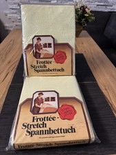 Vintage OVP 2 x Frottee-Stretch-Spannbetttuch pastellgrün 70er 90/100 x/190/200