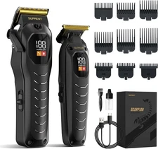 Professional Cordless Hair Clippers for Men- Cutting Kit Black 