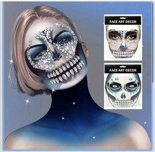 2Pc Face Gems Sticker Adhesive Temporary Tattoo Body Art Rhinestone Jewels