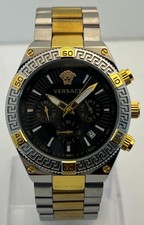 Awesome Versace Greca Action Chronograph Black Dial Date Men's Wristwatch