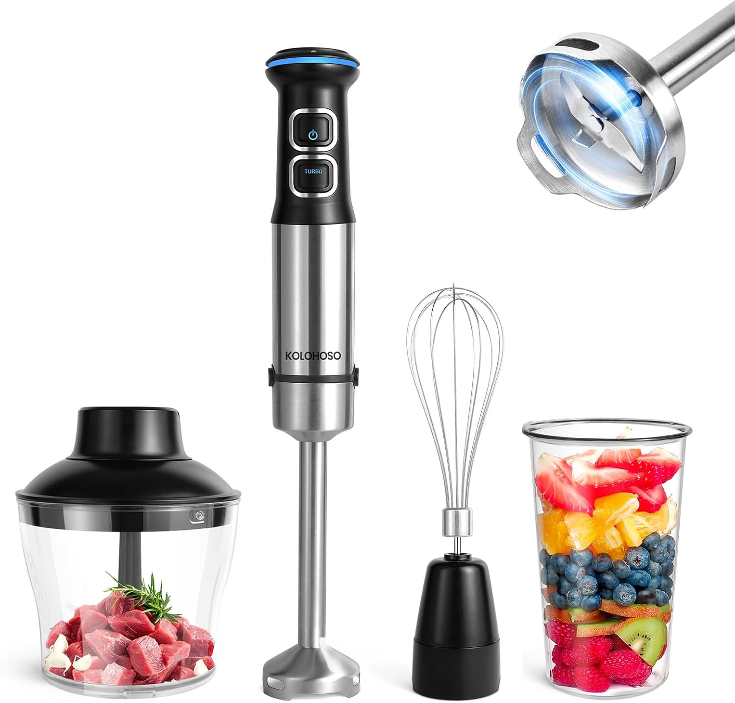 Hand Blender 1500W High-Performance | 4 in 1 Inox Mixer 21 Velocità