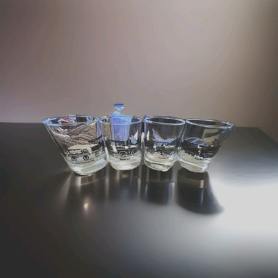 4 Vintage 1969 Southern Railway Lok Gläser Libbey schwarz Dampflok Set