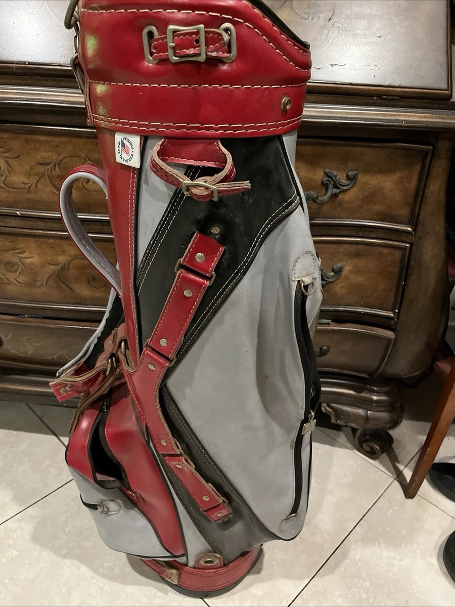 Vintage Ron Miller Pro Model Golf Cart Bag Red Leather USA Used | eBay