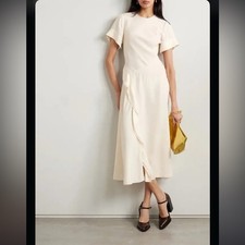 Ulla Johnson Cassia Ruffled Crepe De Chine Midi Dress 6