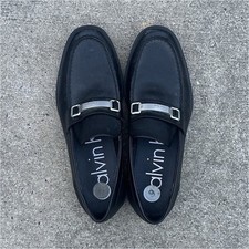 Calvin Klein Mens Black Dress Loafers Buckle ...