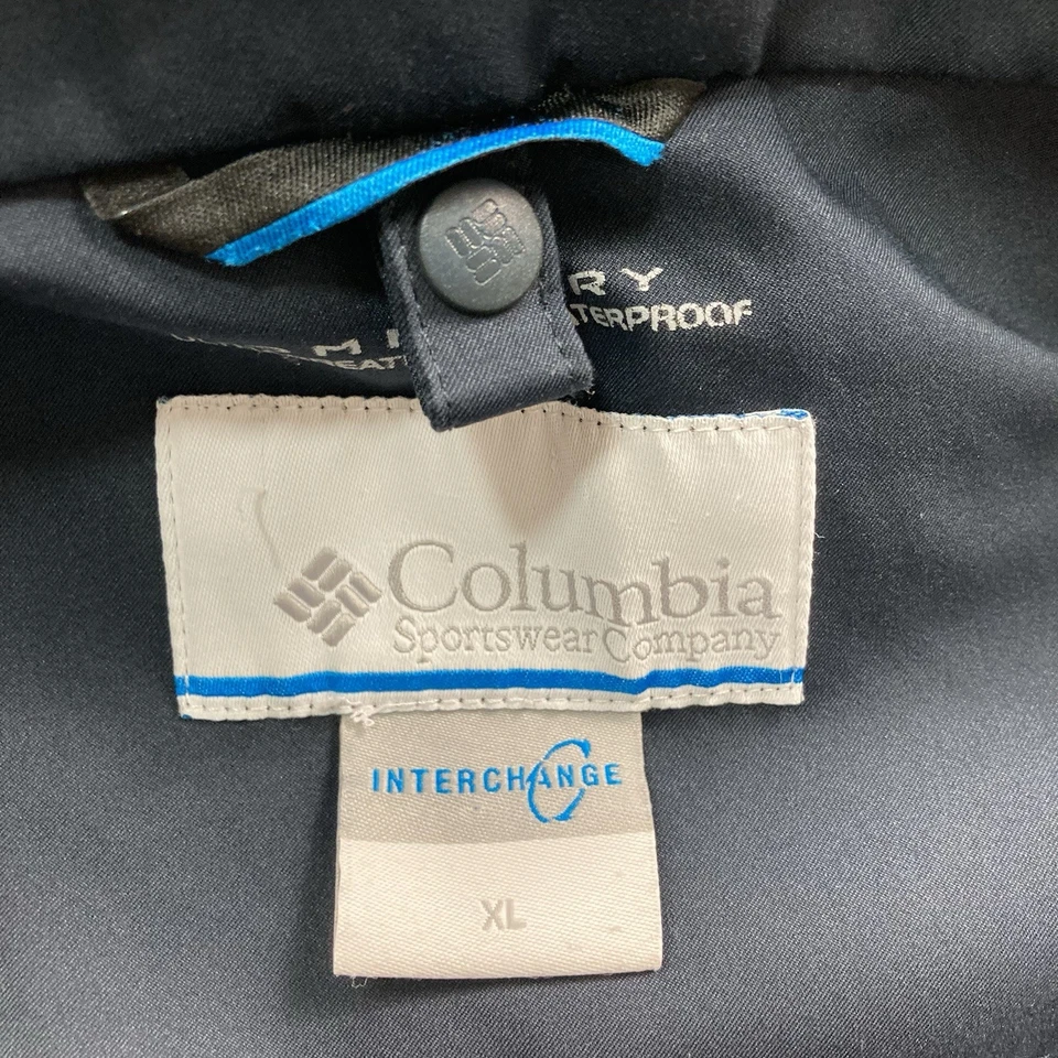 Columbia Interchange Chaqueta Abrigo Para Hombre XL Azul Omni Seco Impermeable Con Capucha Cremallera Foto 3 de 4